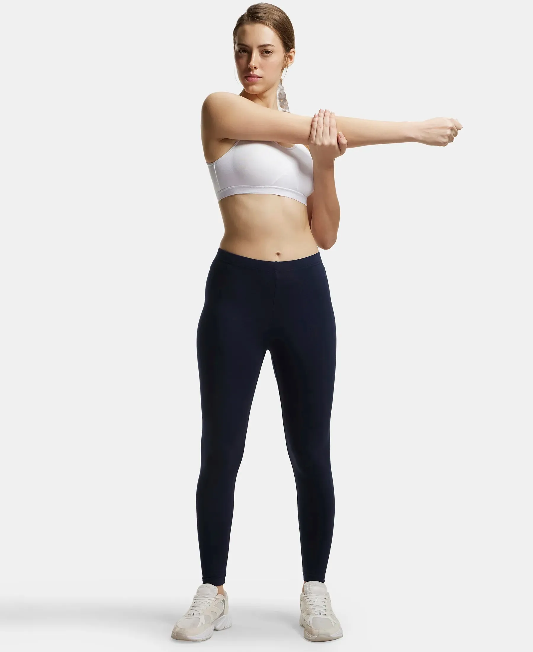 Wirefree Non Padded Super Combed Cotton Elastane Stretch Full Coverage Slip-On Active Bra with Wider Straps and Moisture Move Treatment - White