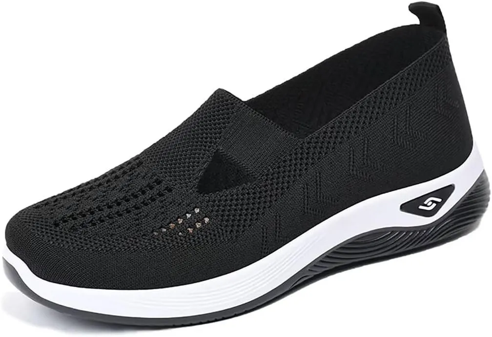 Women Footwear Orthopedic Sneakers Woven Breathable Running Shoes Arch Support Walking Shoes Soft Sole Shoes Cloud Slide Orthopedic