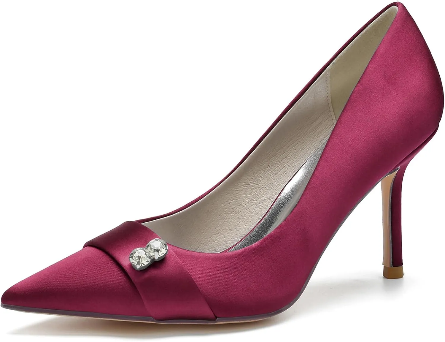 Women Pointed Toe Pumps Shoes Heel Wedding Bridal Shoes for Dress Party Rhinestone Shoes