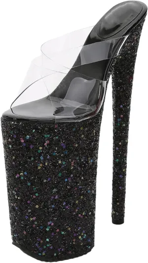 Women's 10-Inch Sequined Sandals - 26cm Thin Heels Fetish Party Shoes