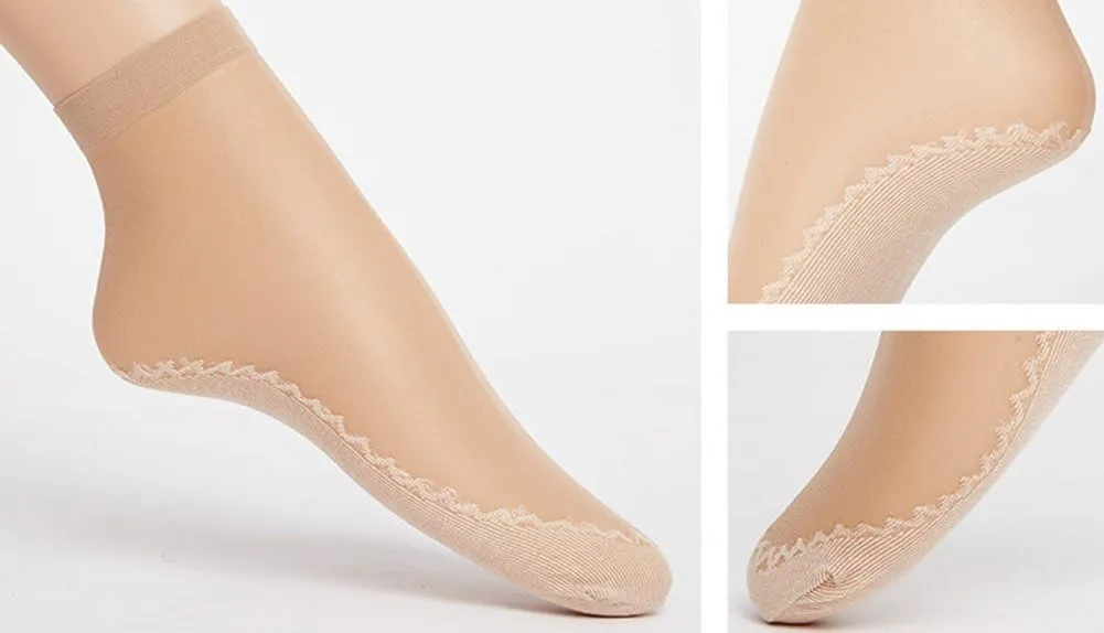 Women's 10 Pairs Silky Thin Nylon Short Ankle Socks