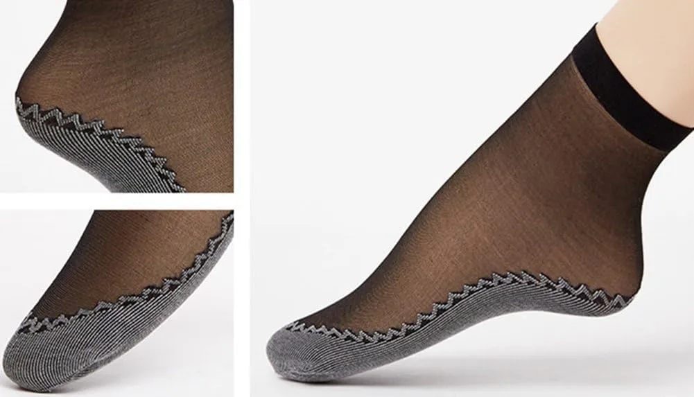 Women's 10 Pairs Silky Thin Nylon Short Ankle Socks