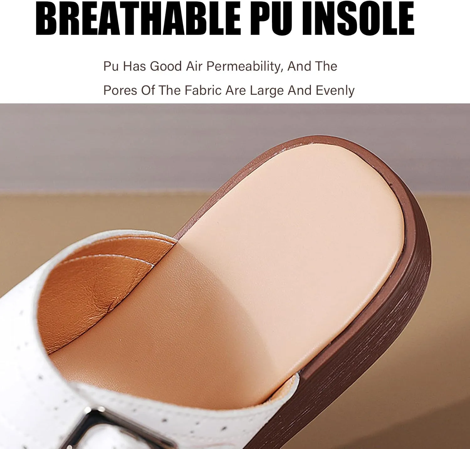 Womens Adjustable Double Buckle Ultra Cushion Sandals,Non-slip Leather Slip on Platform Comfortable Beach Cloud Slides