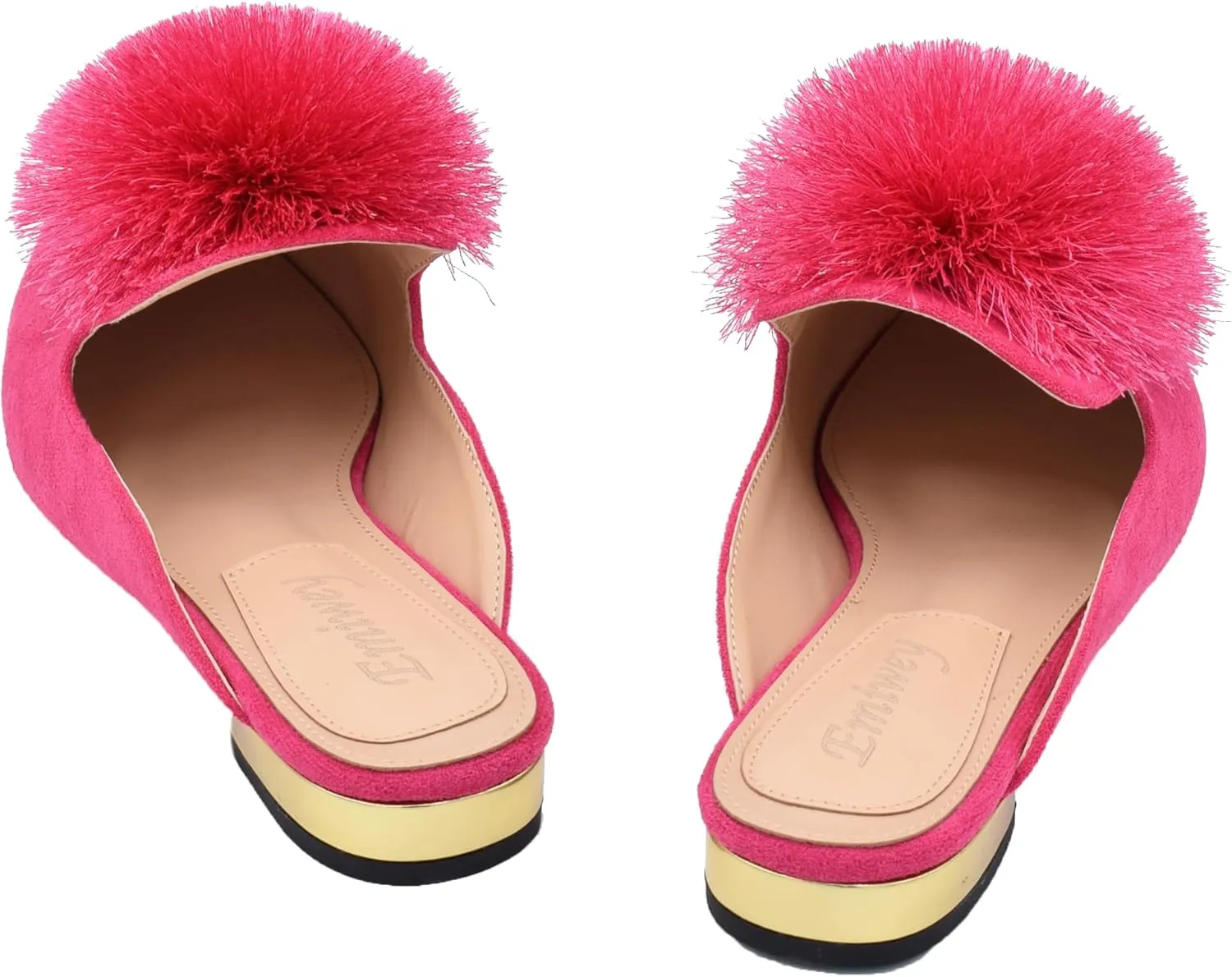 Women's Backless Comfort Slip On Loafers Flats Cute Pom Pom Mule Slippers Casual Shoes