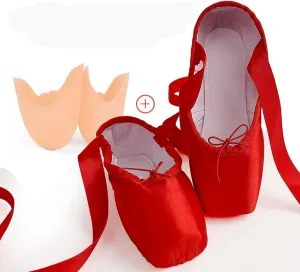 Women's Ballerina Shoes, Professional Women's Pointe Shoes for Girls, Girls Satin Dance Flats, for Dance Class & Home Practice(Red,31 EU)