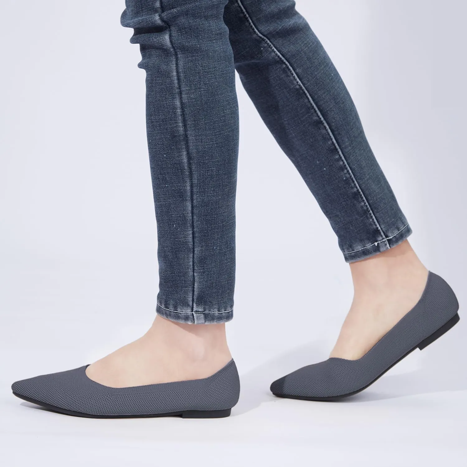Women's Ballet Flat Shoes Knit Dress Shoes Pointed Toe Flats Comfort Slip on Walking Flats Foldable Soft Shoes