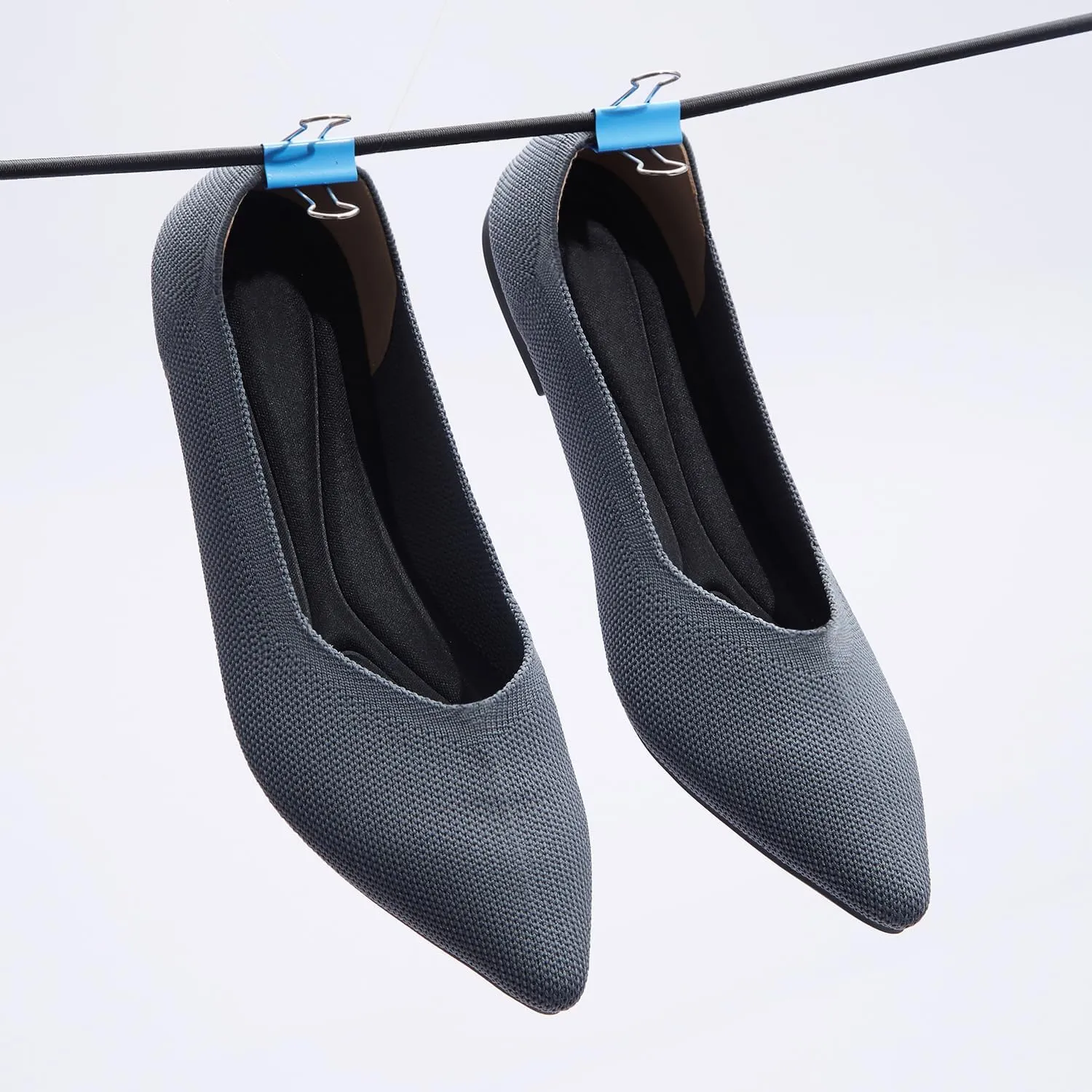 Women's Ballet Flat Shoes Knit Dress Shoes Pointed Toe Flats Comfort Slip on Walking Flats Foldable Soft Shoes