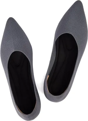 Women's Ballet Flat Shoes Knit Dress Shoes Pointed Toe Flats Comfort Slip on Walking Flats Foldable Soft Shoes