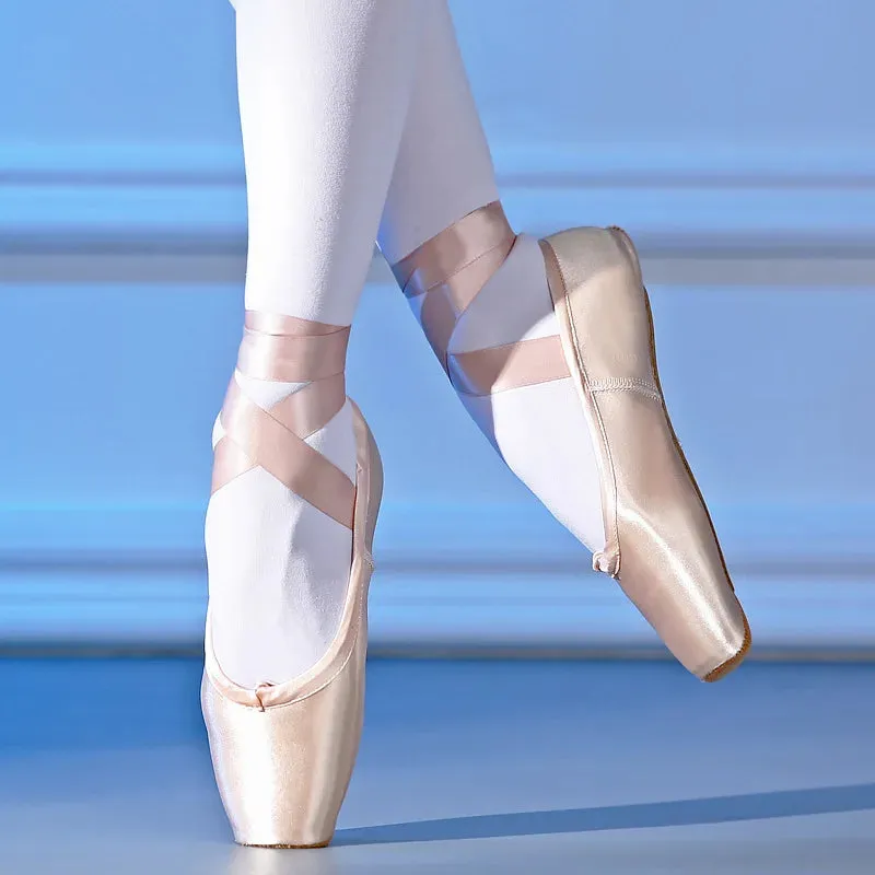 Women's Ballet Pointe Dance Shoes with Ribbons - Child & Adult Sizes Ballet Sneakers