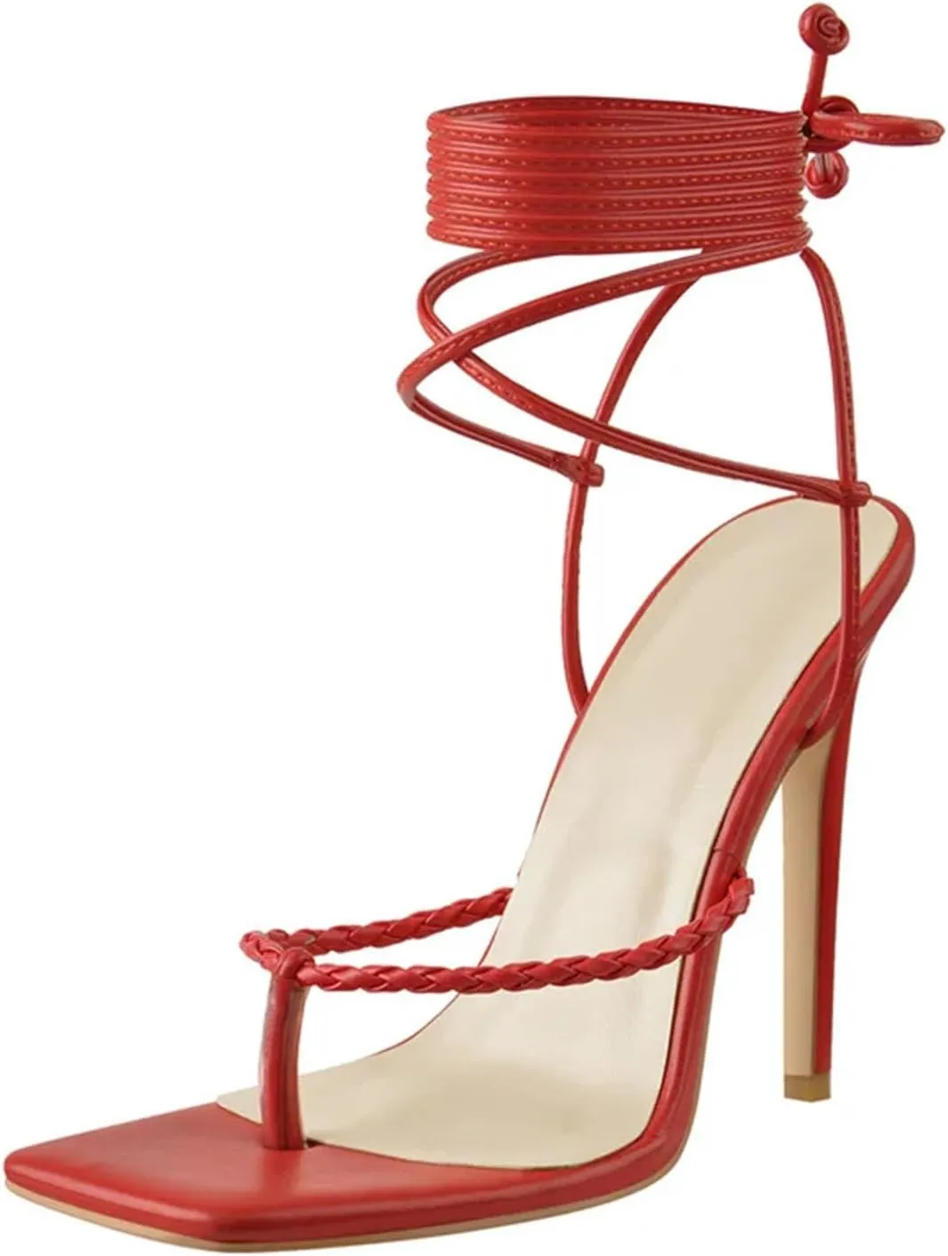 Women's Black Cross-Tied Sandals - Thin High Heel Fashion Party Shoes