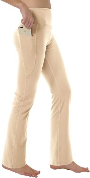 Women's Bootleg Yoga Pants with Hidden Pockets Tummy Control Running Legging Long Bootcut