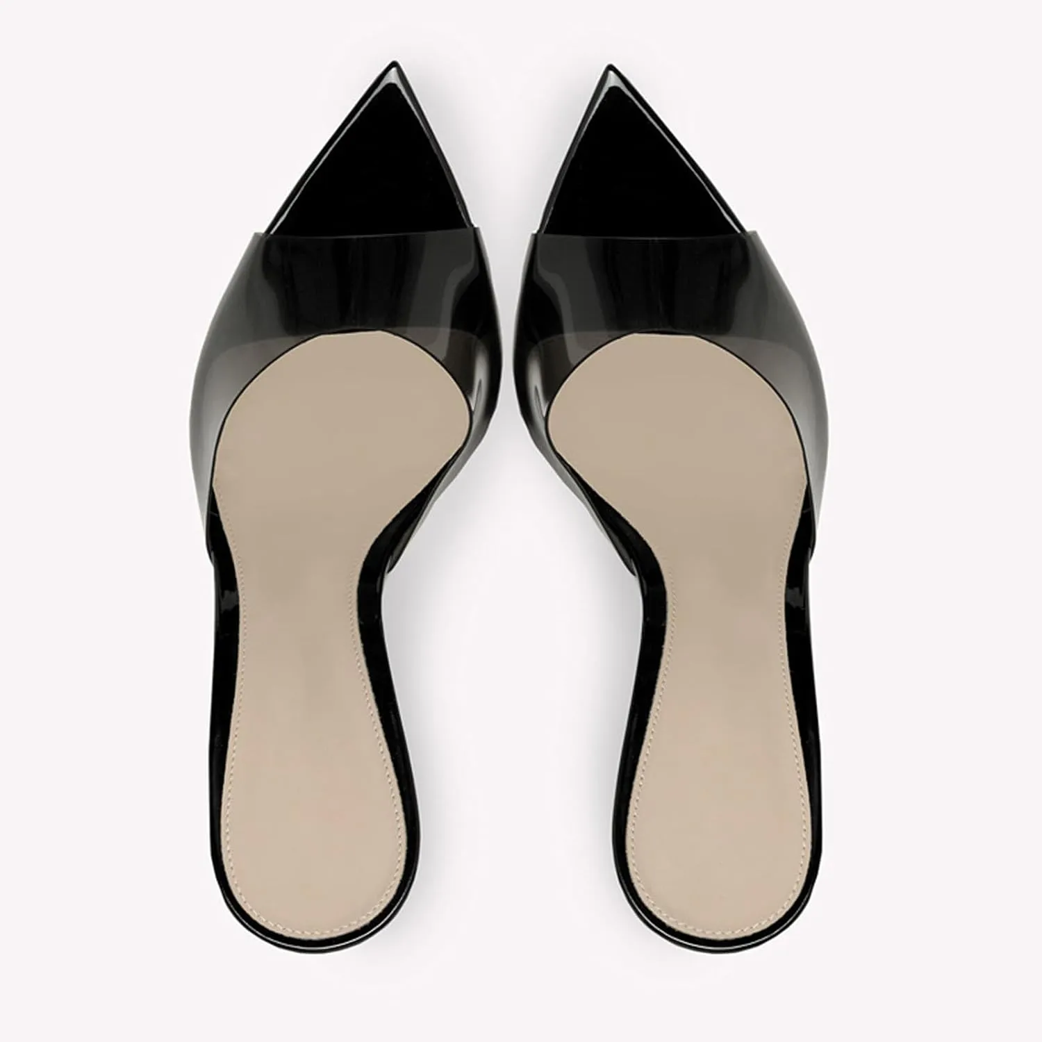 Women's Clear Pointed Toe Slingback Stilettos Heel Sandals Fashion Sexy Comfortable Summer Open Toe Backless Slip On Dress Slides Sandals for Casual Outdoor Party Work Wedding
