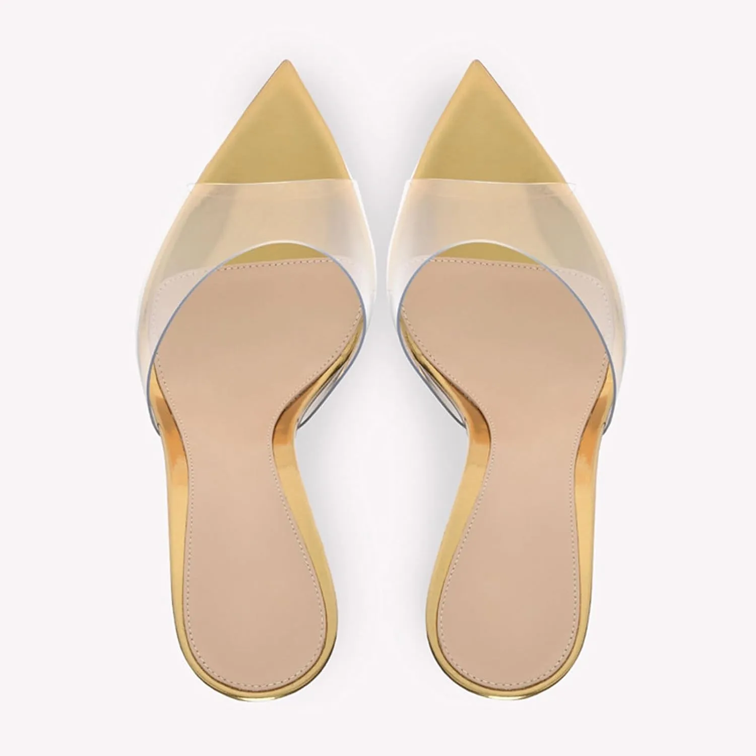 Women's Clear Pointed Toe Slingback Stilettos Heel Sandals Fashion Sexy Comfortable Summer Open Toe Backless Slip On Dress Slides Sandals for Casual Outdoor Party Work Wedding