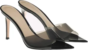 Women's Clear Pointed Toe Slingback Stilettos Heel Sandals Fashion Sexy Comfortable Summer Open Toe Backless Slip On Dress Slides Sandals for Casual Outdoor Party Work Wedding