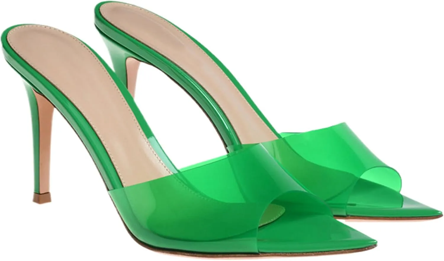 Women's Clear Pointed Toe Slingback Stilettos Heel Sandals Fashion Sexy Comfortable Summer Open Toe Backless Slip On Dress Slides Sandals for Casual Outdoor Party Work Wedding