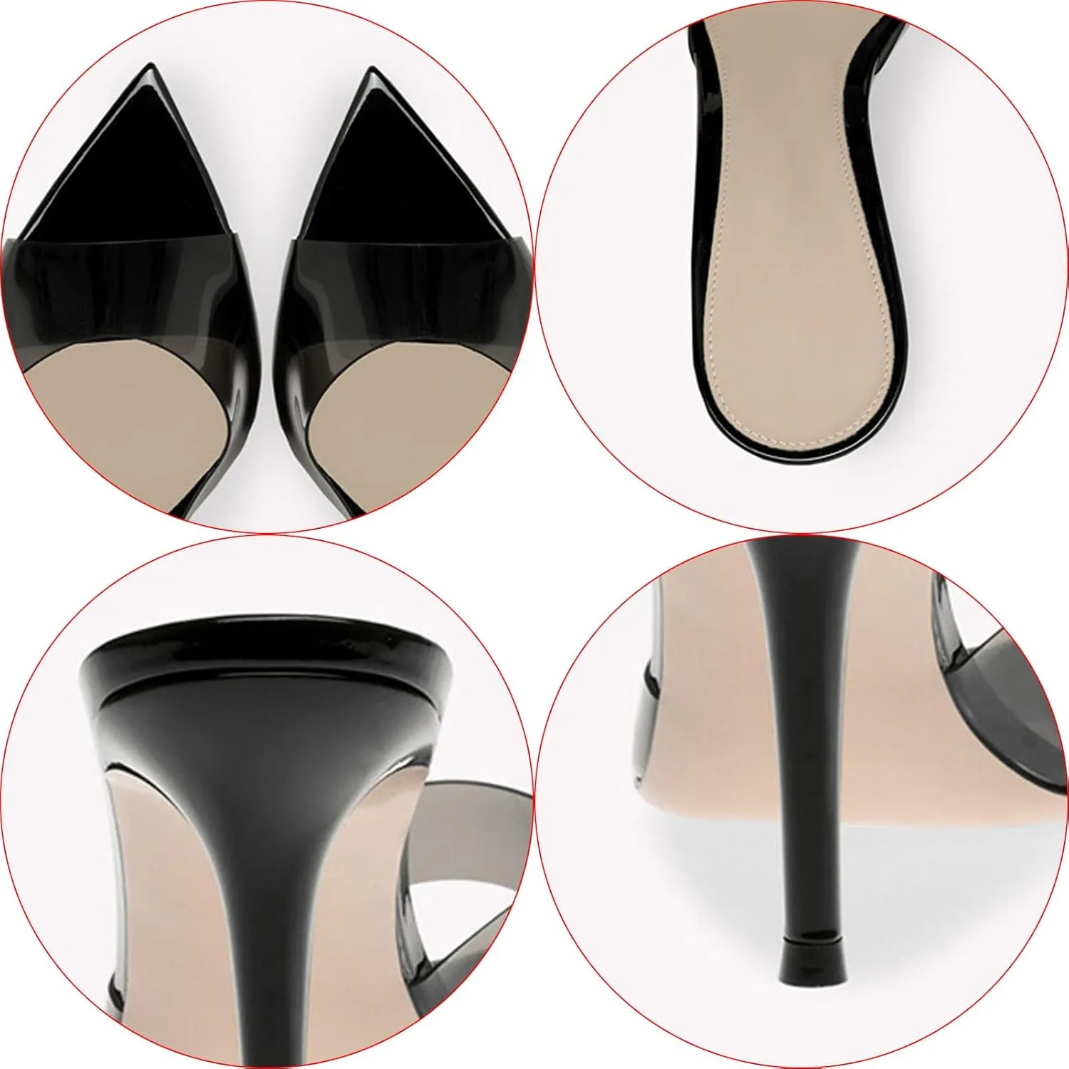 Women's Clear Pointed Toe Slingback Stilettos Heel Sandals Fashion Sexy Comfortable Summer Open Toe Backless Slip On Dress Slides Sandals for Casual Outdoor Party Work Wedding