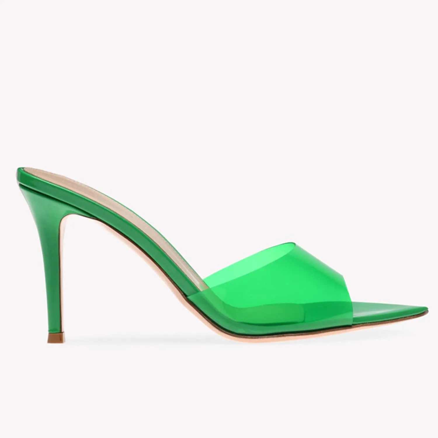 Women's Clear Pointed Toe Slingback Stilettos Heel Sandals Fashion Sexy Comfortable Summer Open Toe Backless Slip On Dress Slides Sandals for Casual Outdoor Party Work Wedding