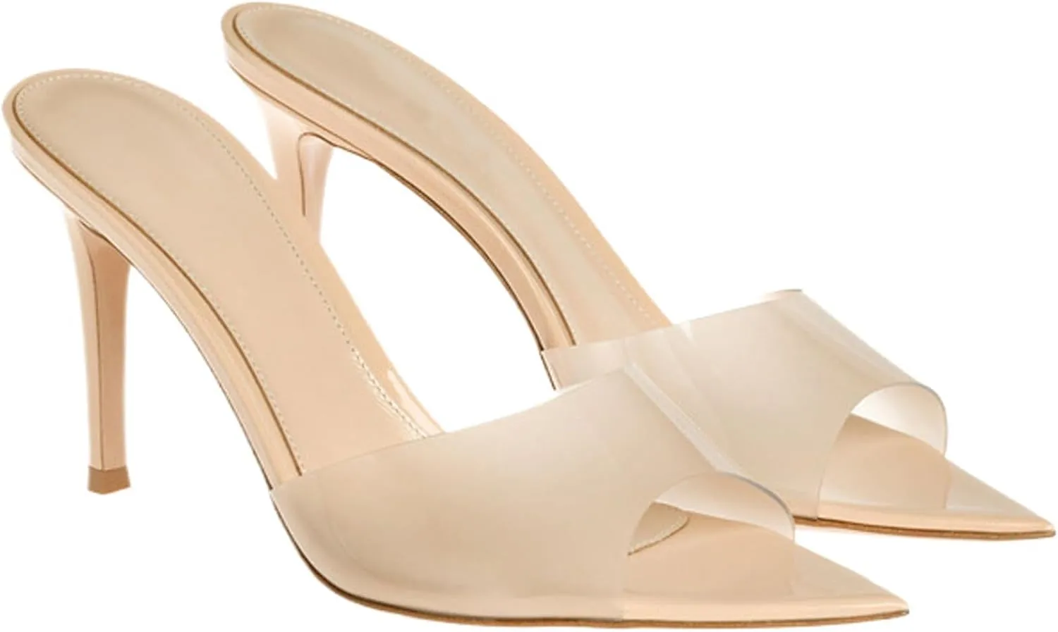 Women's Clear Pointed Toe Slingback Stilettos Heel Sandals Fashion Sexy Comfortable Summer Open Toe Backless Slip On Dress Slides Sandals for Casual Outdoor Party Work Wedding