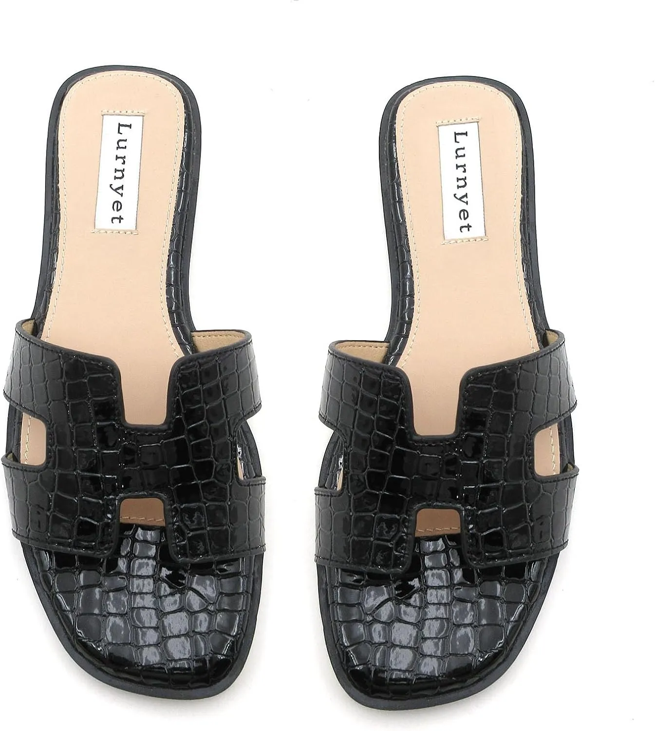 Women's Comfort Cushion Flat Sandal with Crocodile Pattern: Stylish Design Slide, Non-Slip Rubber Sole, Latex Insole for Comfort, Perfect for Parties, Gatherings, Casual Wear, Vacations, and Beach Days