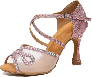 Womens Comfortable Ballroom Dance Shoes Rhinestones Pattern Wedding Sandals