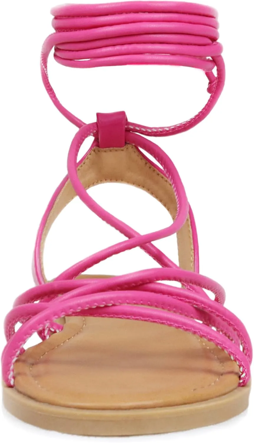 Women's Cross Lace Up Gladiator Sandals, Ankle Wrap Strappy Flats Sandals for Women
