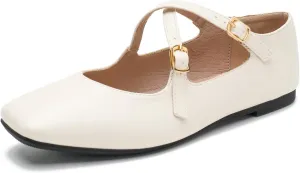 Women's Cross Strap Ballet Flats Square Toe Casual Retro Mary Jane Lolita Dress Shoes