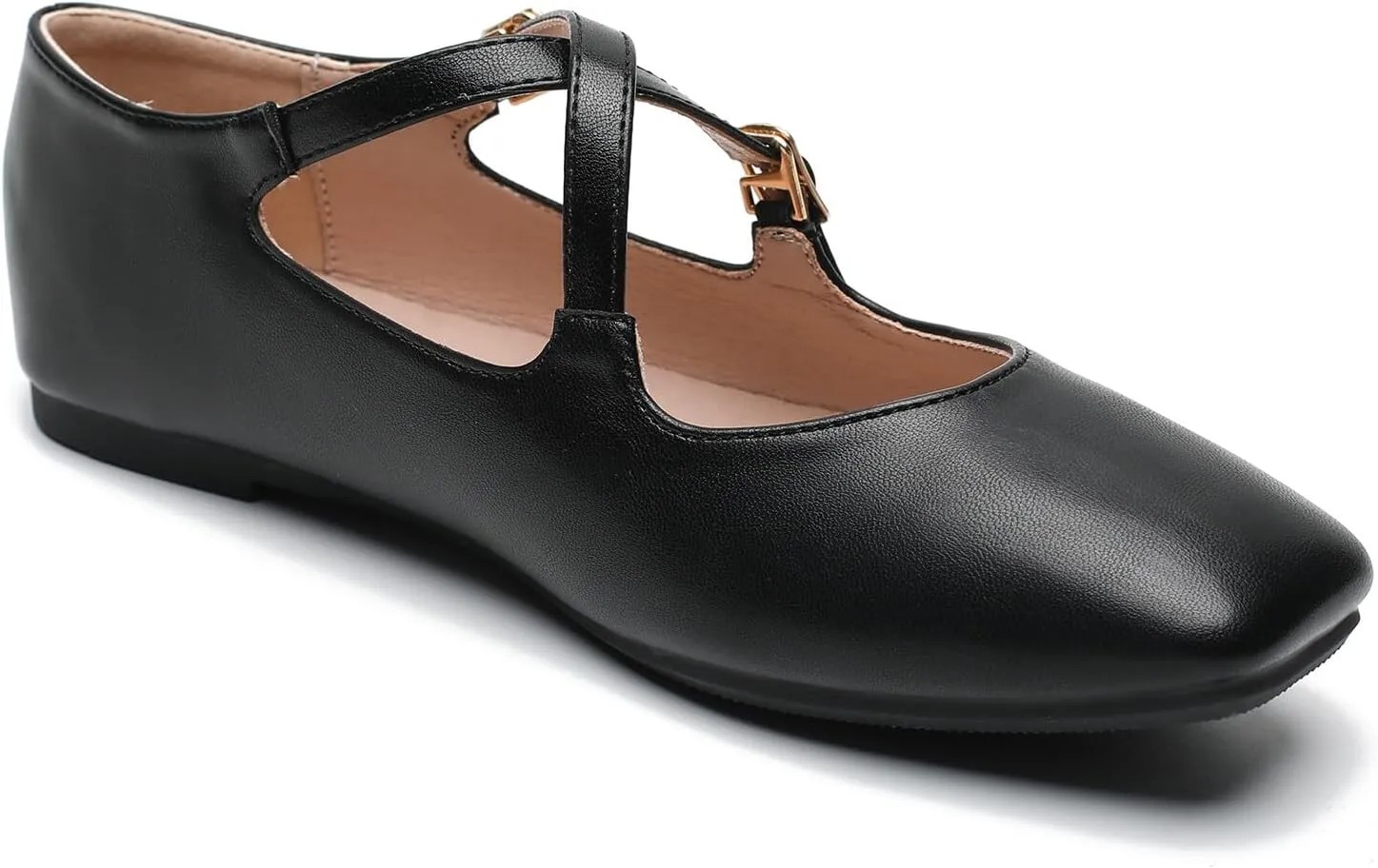 Women's Cross Strap Ballet Flats Square Toe Casual Retro Mary Jane Lolita Dress Shoes
