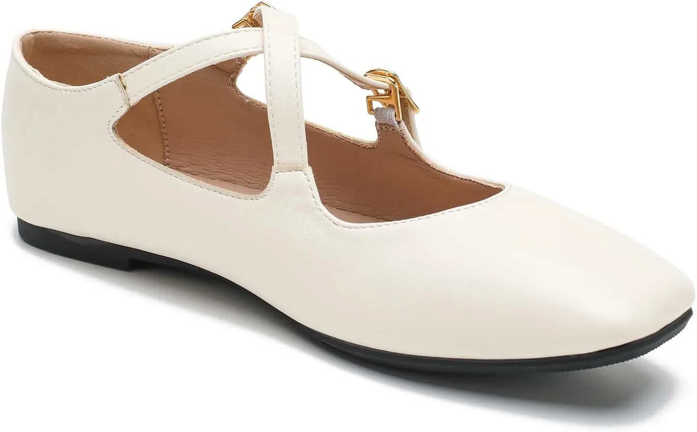 Women's Cross Strap Ballet Flats Square Toe Casual Retro Mary Jane Lolita Dress Shoes