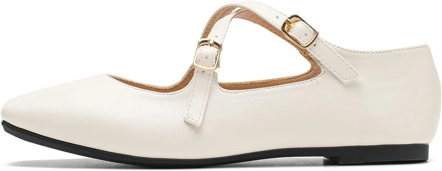 Women's Cross Strap Ballet Flats Square Toe Casual Retro Mary Jane Lolita Dress Shoes
