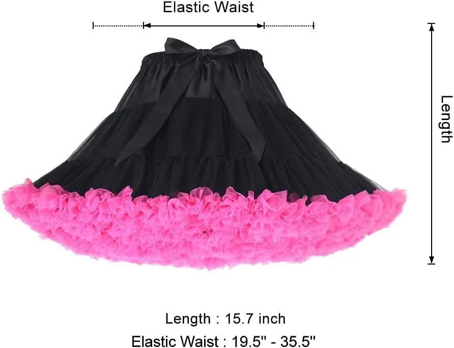 Women's Elastic Waist Chiffon Petticoat Puffy Tutu Tulle Skirt Princess Ballet Dance Pettiskirts Underskirt