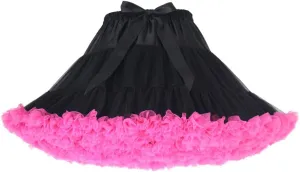 Women's Elastic Waist Chiffon Petticoat Puffy Tutu Tulle Skirt Princess Ballet Dance Pettiskirts Underskirt
