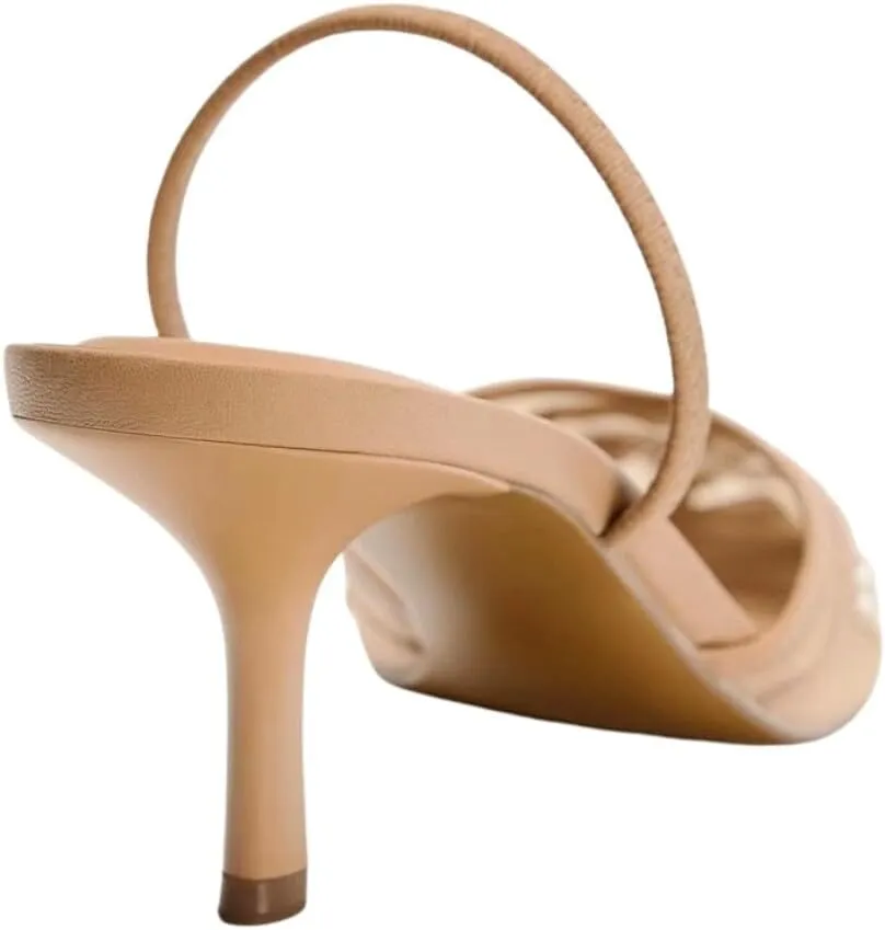 Women's Embroidered Mesh Heels with Pearls, Pointed Toe Pumps Slingback Kitten Heels, Clear Breathable Mesh Low Heel Slip On Dress Shoes