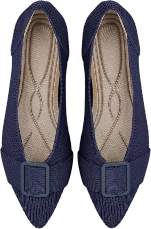 Women's Flats Pointed Toe Knit Ballet Comfortable Casual Dressy Office Shoes Work Flat