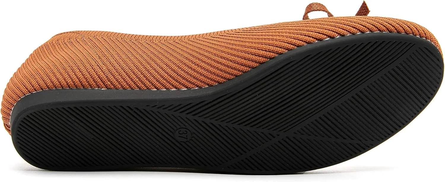 Women's Flats Shoes Knit Mesh Ballet Flats with Bow Comfortable Round Toe Washable Dressy Flat
