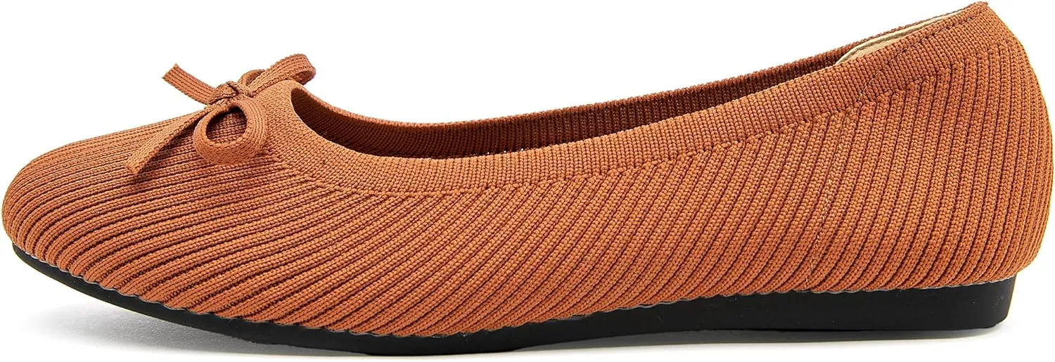 Women's Flats Shoes Knit Mesh Ballet Flats with Bow Comfortable Round Toe Washable Dressy Flat