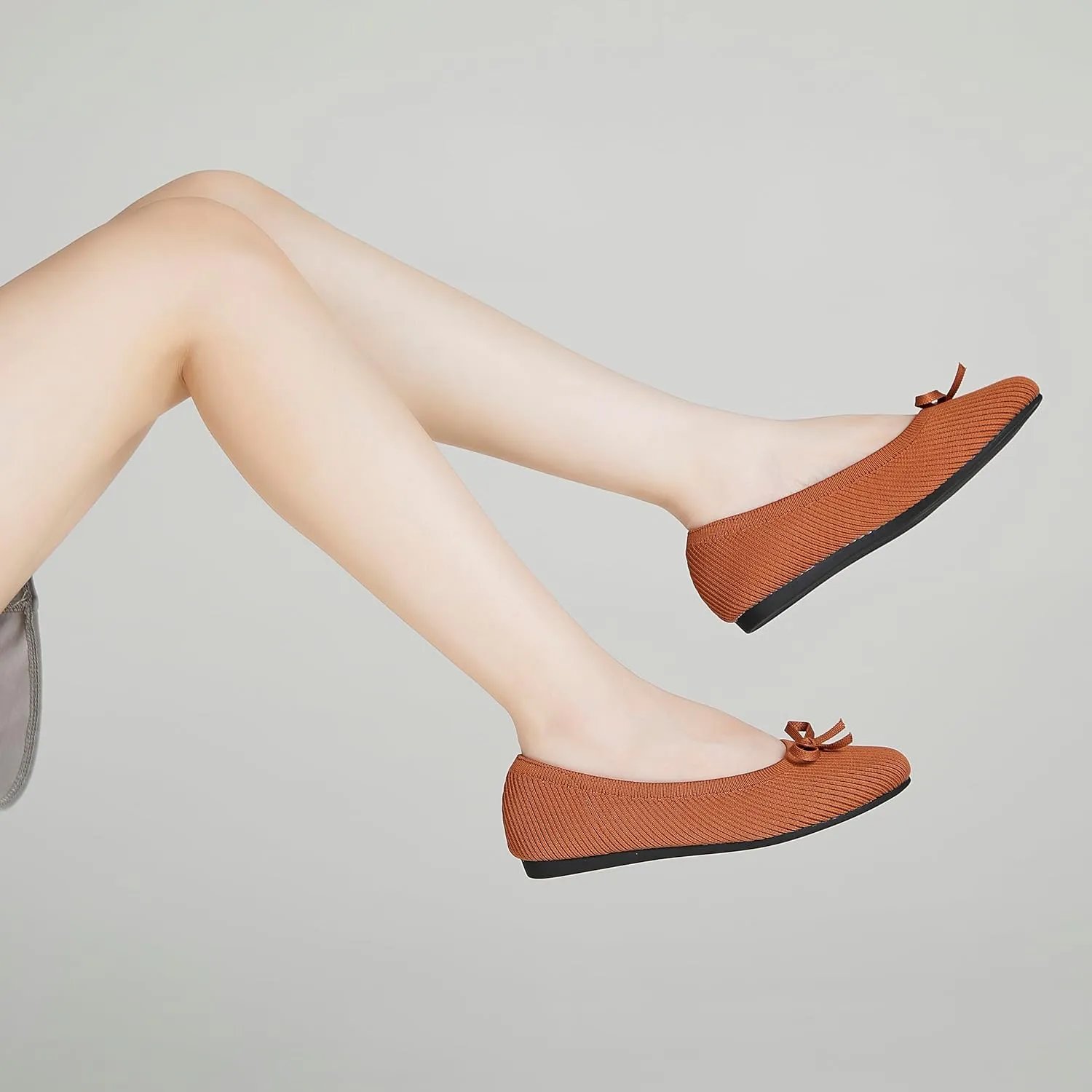 Women's Flats Shoes Knit Mesh Ballet Flats with Bow Comfortable Round Toe Washable Dressy Flat