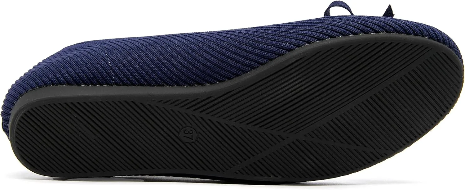 Women's Flats Shoes Knit Mesh Ballet Flats with Bow Comfortable Round Toe Washable Dressy Flat