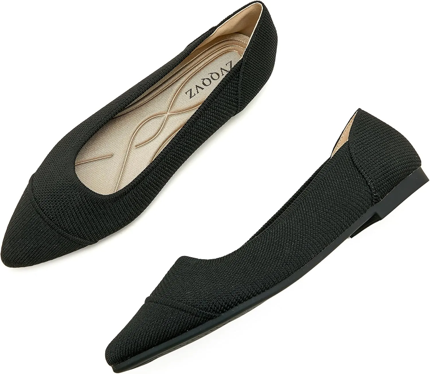 Women's Flats Shoes Knit Pointed Toe Ballet Flats Comfortable Dressy Washable Ballerina Flat