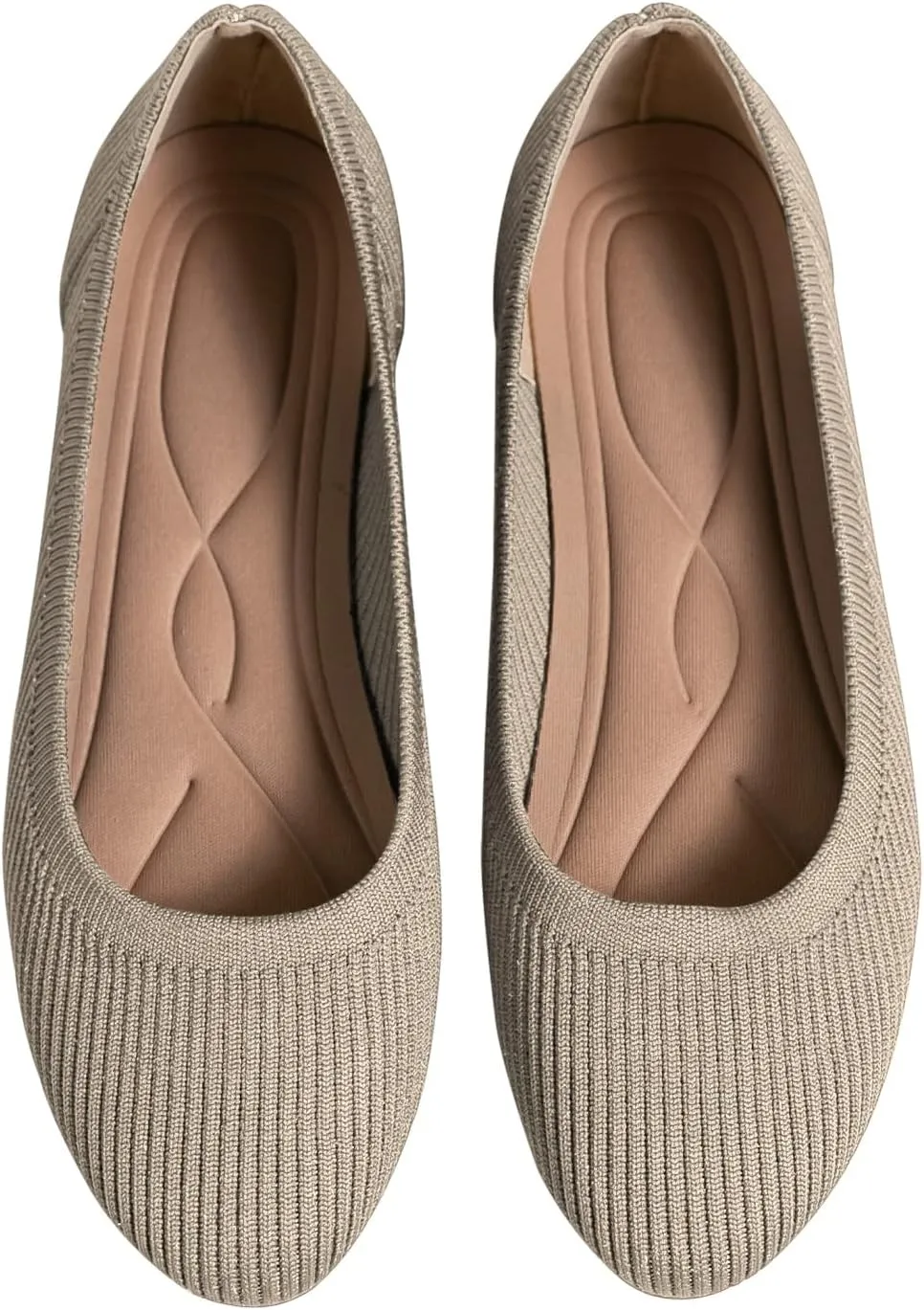 Women's Flats Shoes Round Toe Knit Ballet Comfortable Dressy Slip On Flat