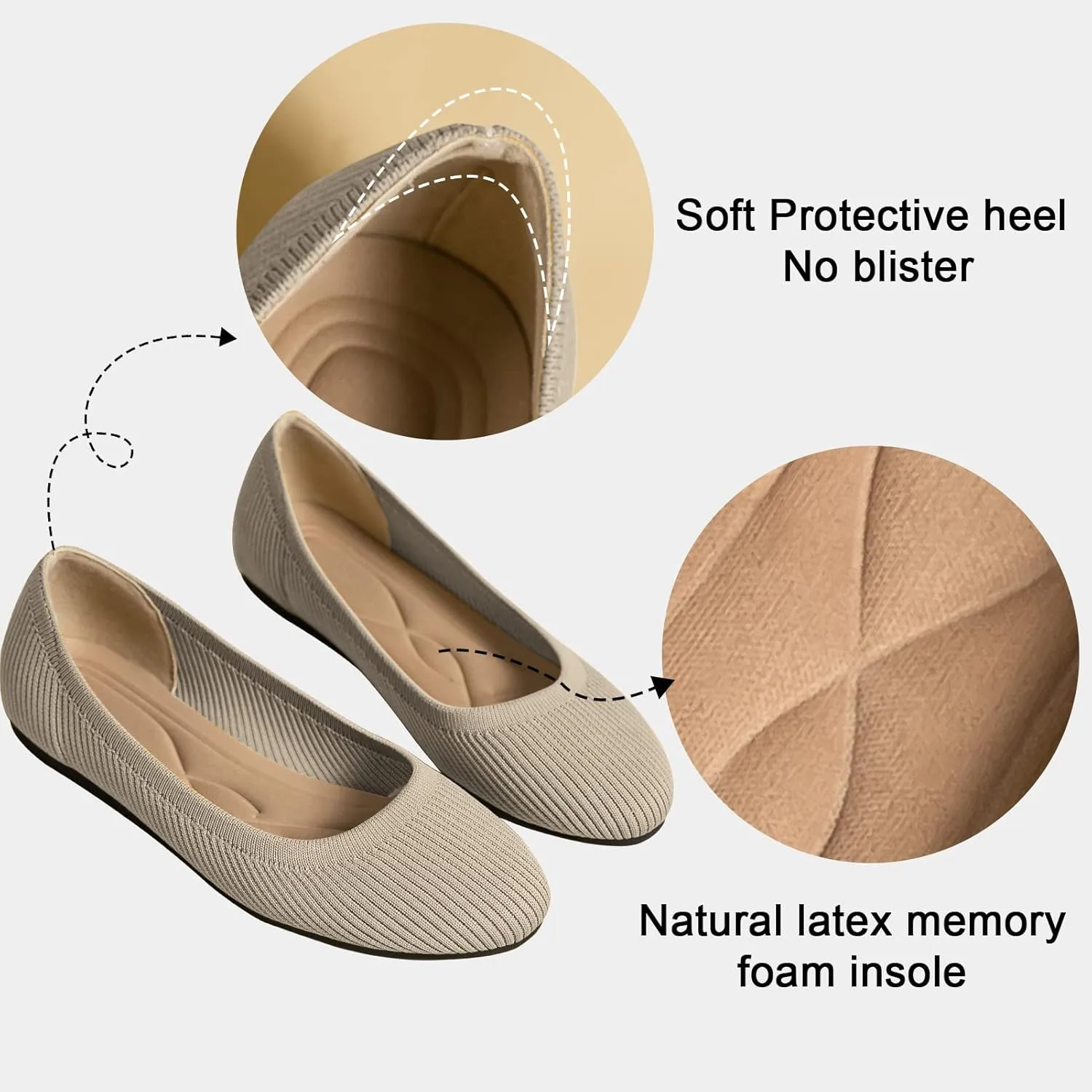 Women's Flats Shoes Round Toe Knit Ballet Comfortable Dressy Slip On Flat