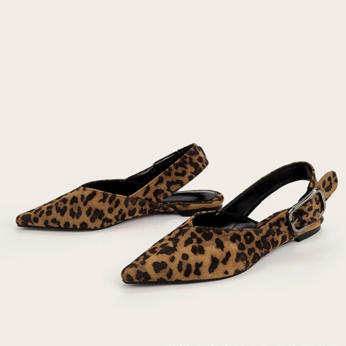 Women's Flats Slingback, Pointed Toe Ballet Flats for Women with Buckle Straps, Slip On Ballerina Shoes Comfortable