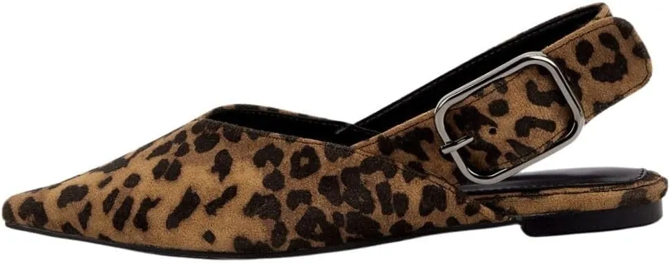 Women's Flats Slingback, Pointed Toe Ballet Flats for Women with Buckle Straps, Slip On Ballerina Shoes Comfortable
