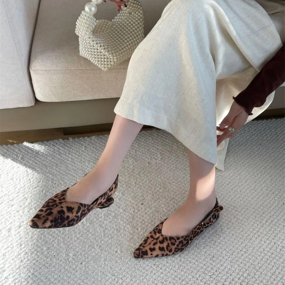 Women's Flats Slingback, Pointed Toe Ballet Flats for Women with Buckle Straps, Slip On Ballerina Shoes Comfortable