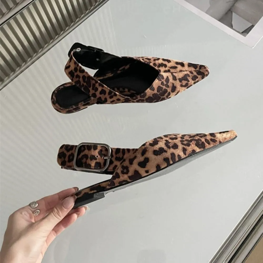 Women's Flats Slingback, Pointed Toe Ballet Flats for Women with Buckle Straps, Slip On Ballerina Shoes Comfortable