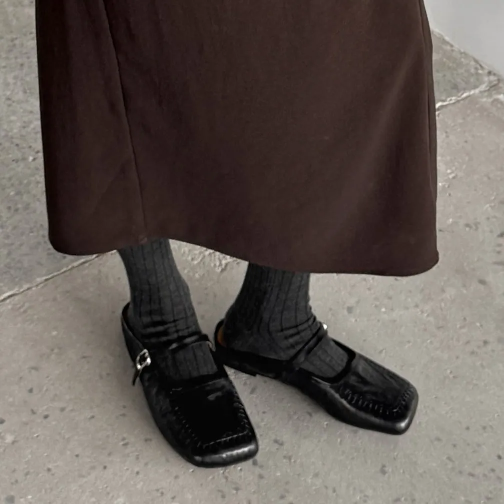 Women's Handmade Stylish Slip-on Square Toe Buckle Flat Mule Shoes