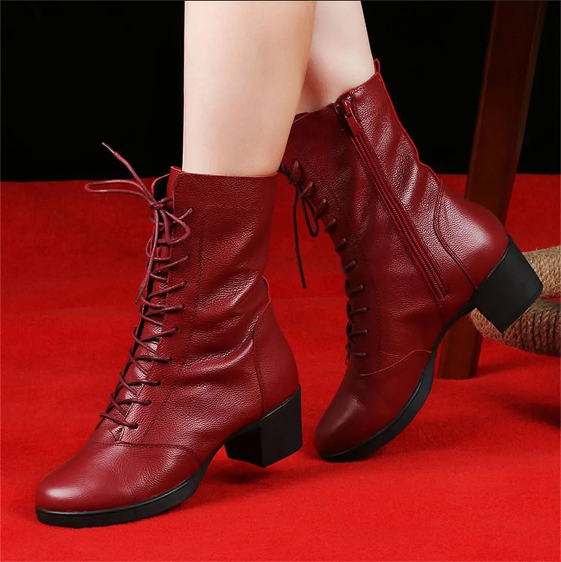 Women's Jazz Boots Leather Dancing Shoes for Girls Ladies Split Sole Casual Dance Shoes