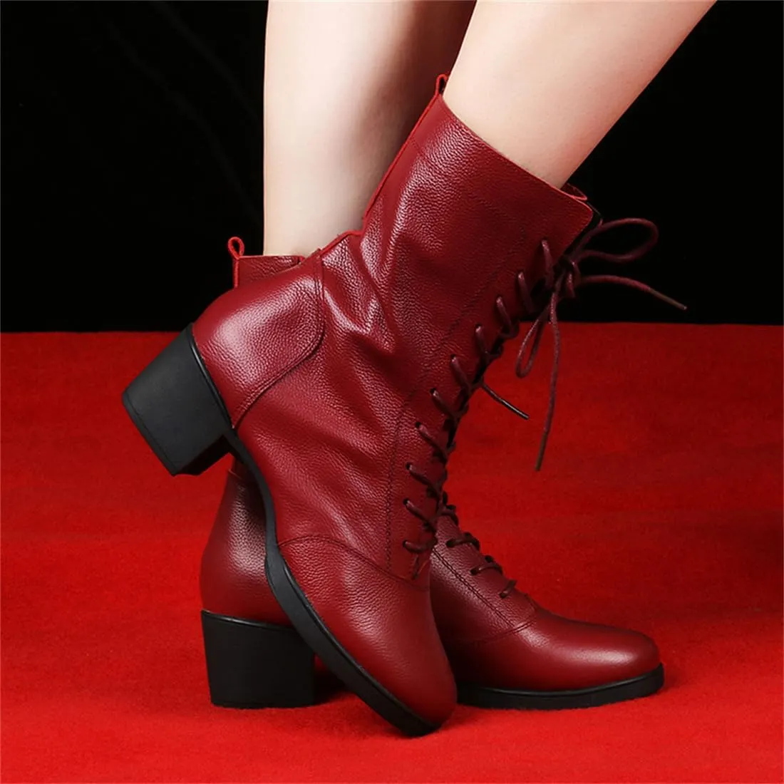 Women's Jazz Boots Leather Dancing Shoes for Girls Ladies Split Sole Casual Dance Shoes