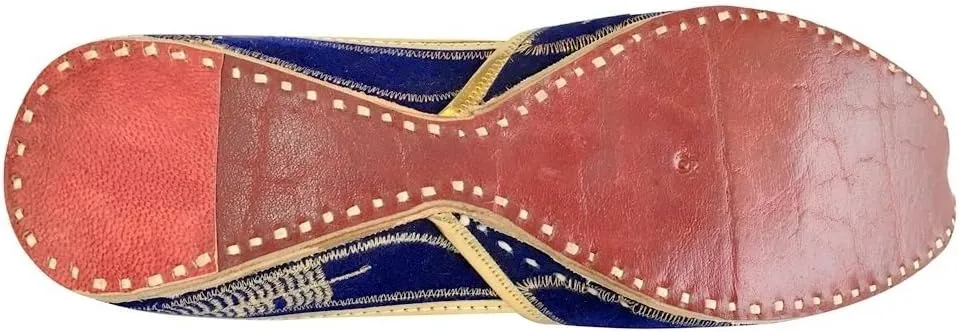 Womens Khussa Shoes Punjabi Peacock Jutti Flat Ballet Jaipuri Sandal Blue