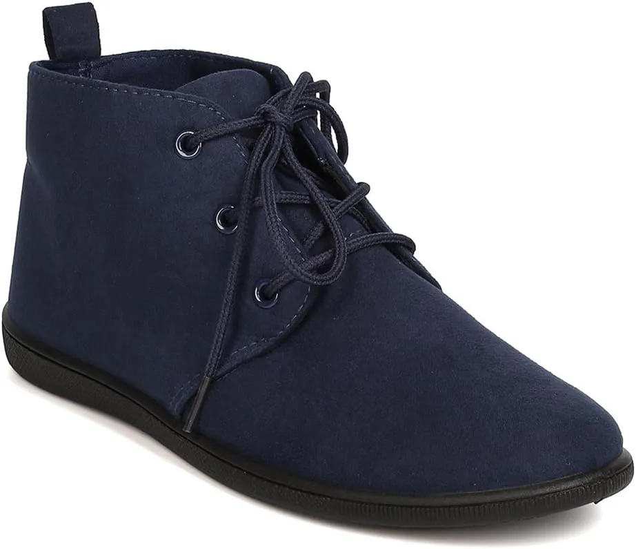 Women's Lace Up Flat Booties Slip on Ankle Boots Soft Casual Desert Oxford