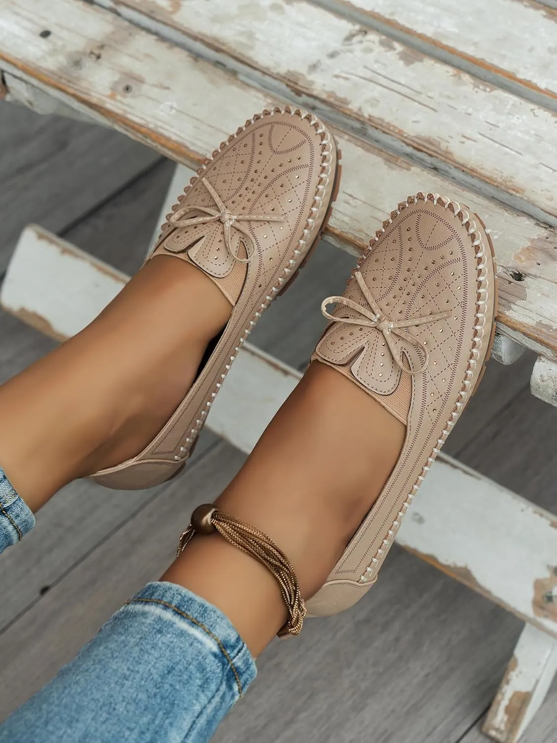 Women's Loafers Comfortable Dressy Slip-on Business Casual Work Shoes Bow-Knot Office Driving Round Toe Flats Loafers